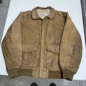 New Order Leather Bomber Jacket Mens Brown Fair Distressed Vintage Aviator